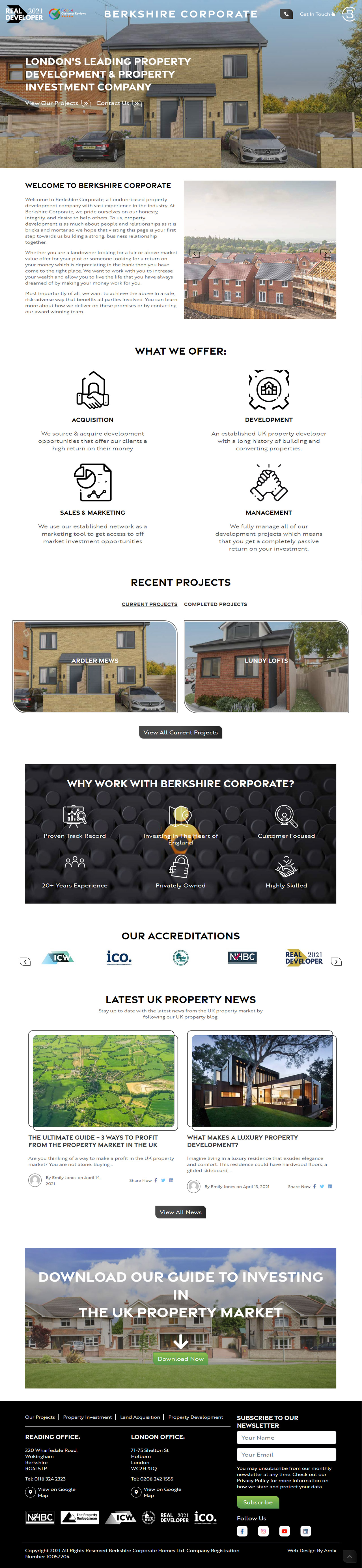 Berkshire Corporate Website Screenshots