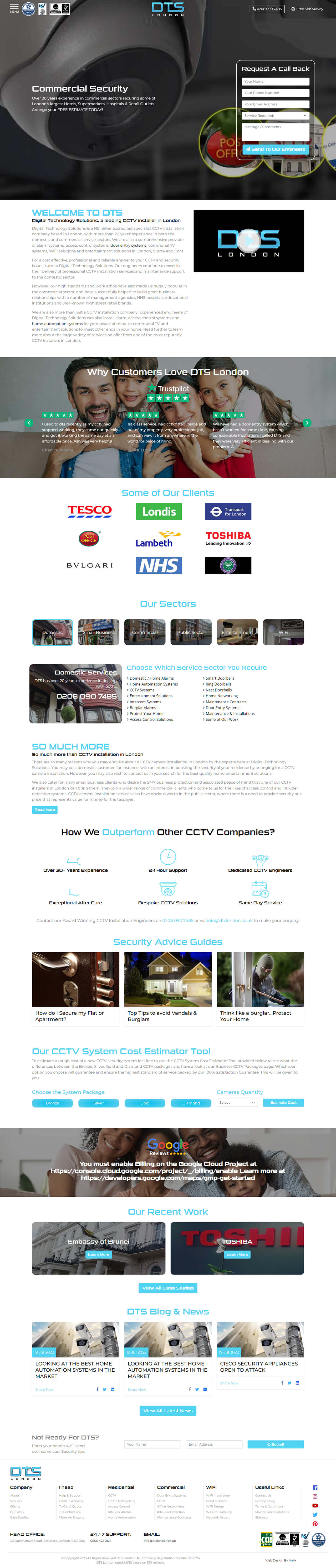 DTS London Website Screenshots