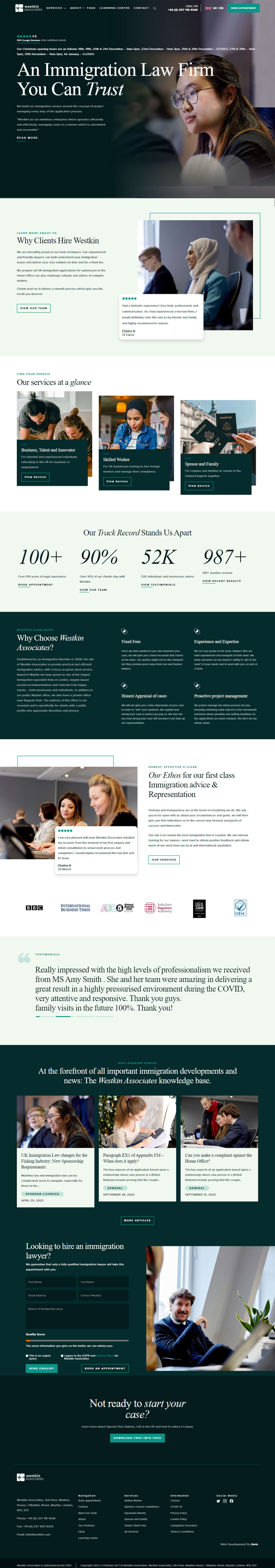 Westkin Associates Website Screenshots